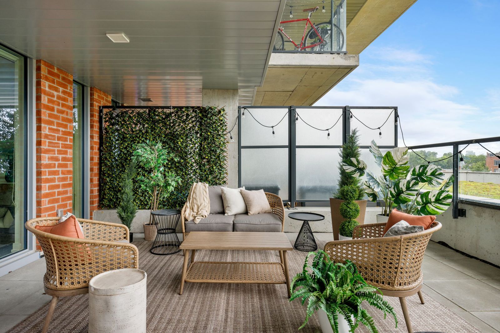 The terrace staged as outdoor living space