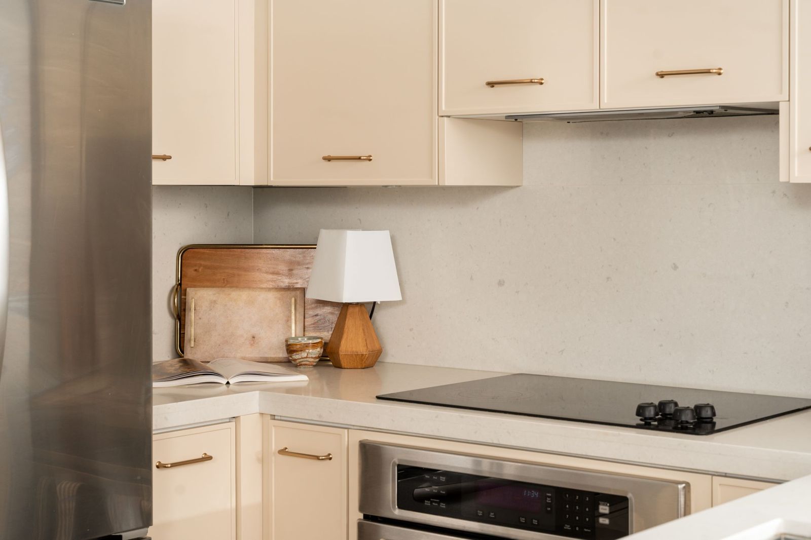 Kitchen with brass hardware