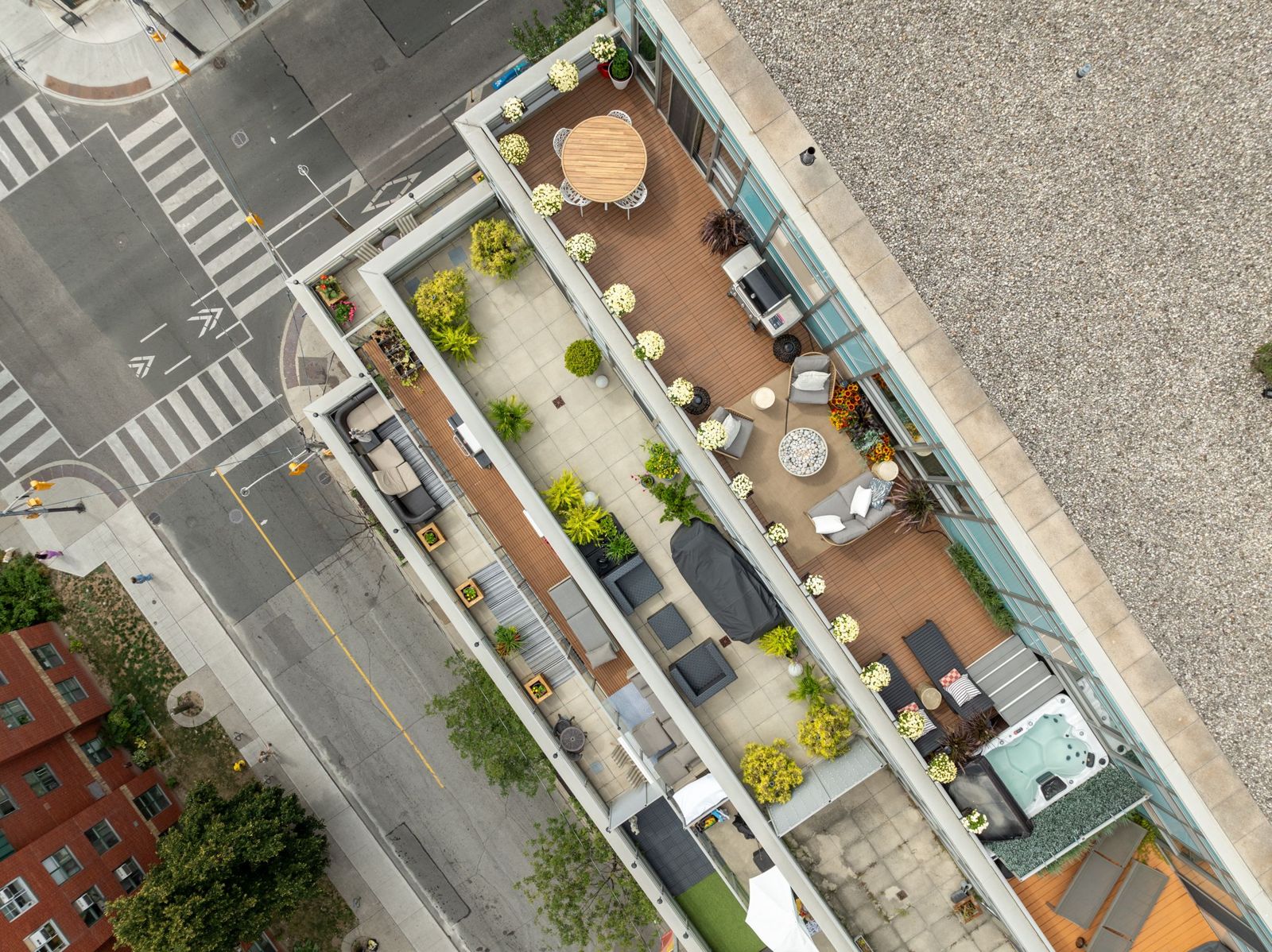 The finished terrace seen from above