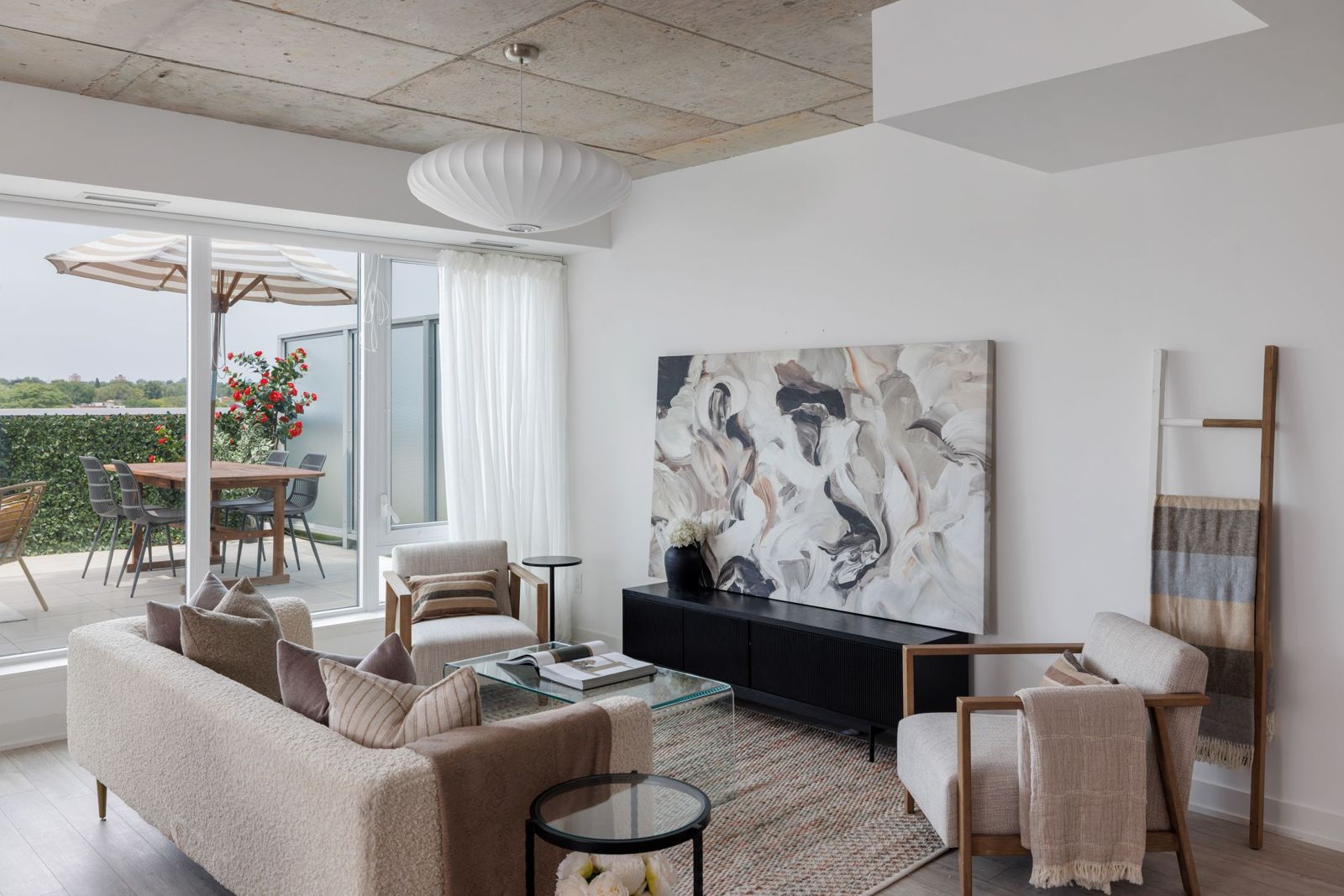 Living room opening to a terrace, Queen Street East