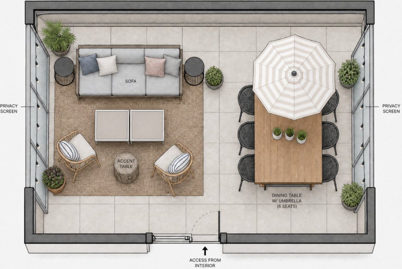 The terrace plan drawn from above